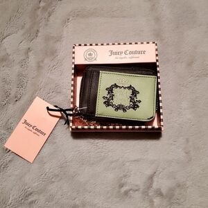 Juicy Couture Sage Green Heritage Small Square CC Wallet Gift Box NWT